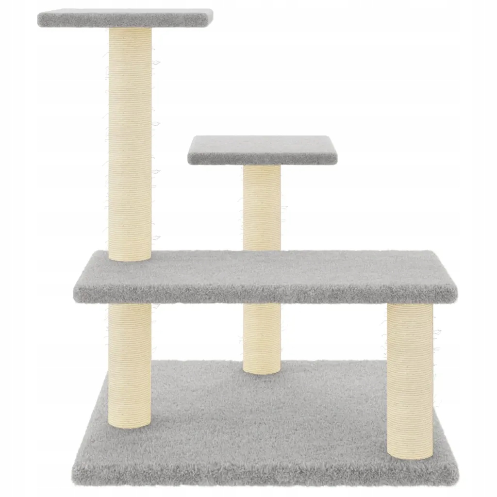 Levně Škrabadlo pro kočky se sisalovými sloupky, světle šedé, 61 cm