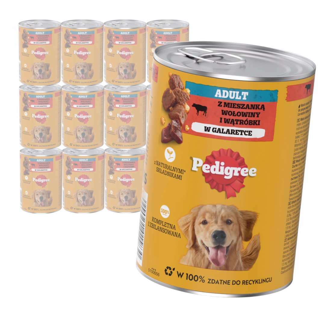 Pedigree Adult 12x 400g Vlhké Krmivo pro psy s hovězím masem a játry v želé