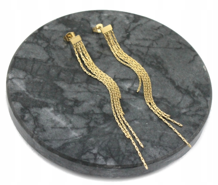 KOLCZYKI ZŁOTE STAL CHIRURGICZNA DŁUGIE ŻMIJKI CHWOSTY PIĘKNE Marka Ttm Xuping