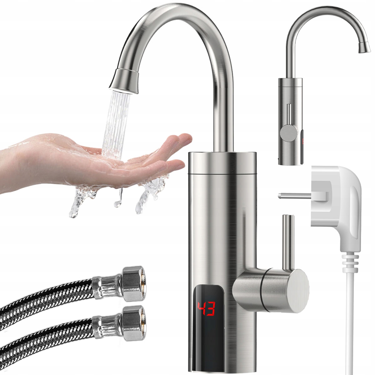 Průtokový Ohřívač Vody Elektrický Inox S Kohoutkem Kuchyňská Baterie Vayox