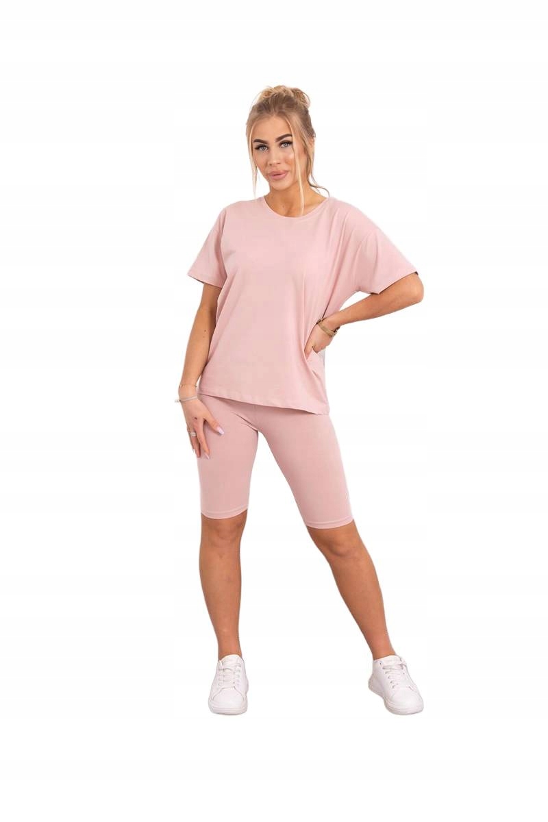 Komplet top legíny tmavě pudrová růžová