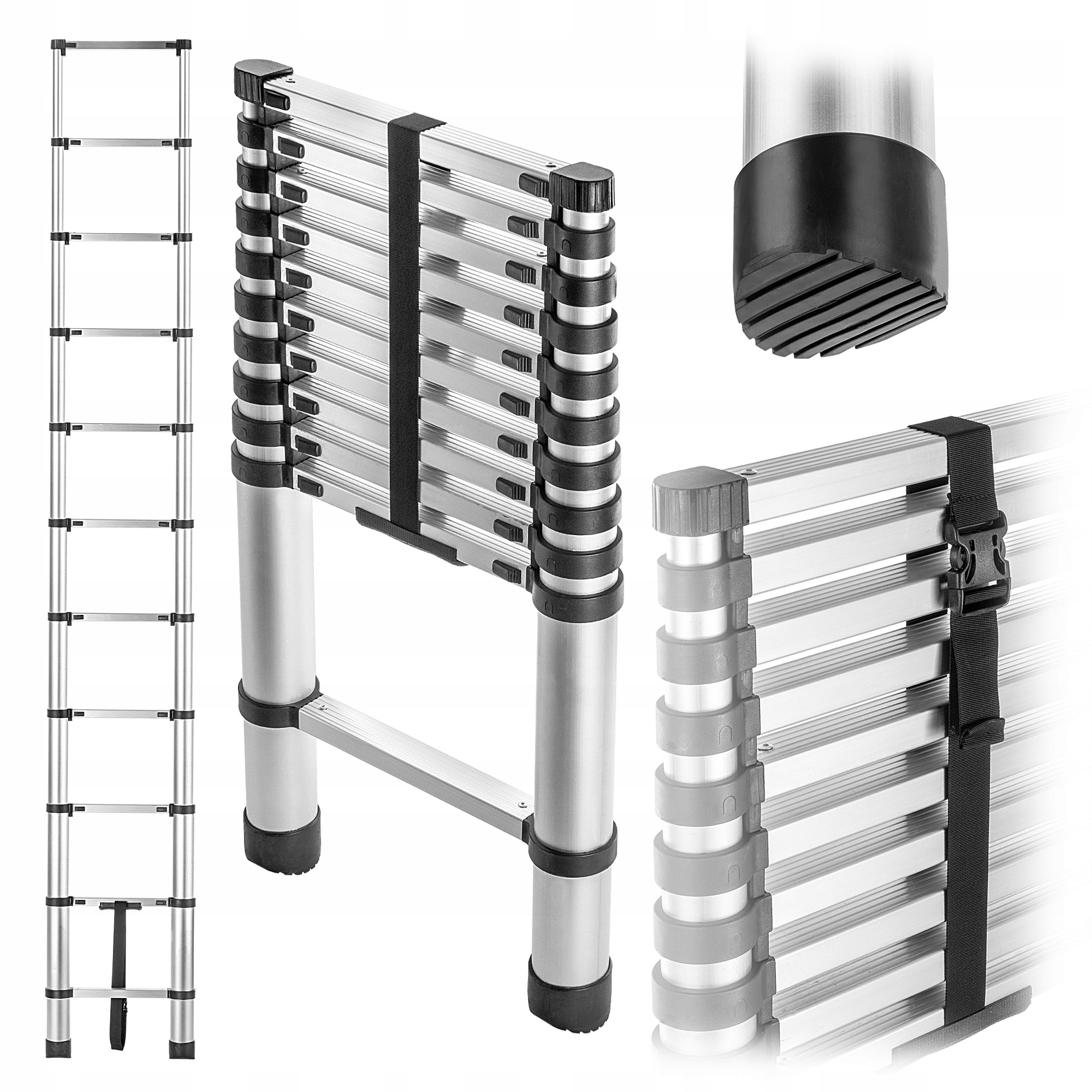 Hliníková Teleskopická Výsuvná Rebríková Tyč, 11-STUPŇOVÁ, 125 Kg, Silná