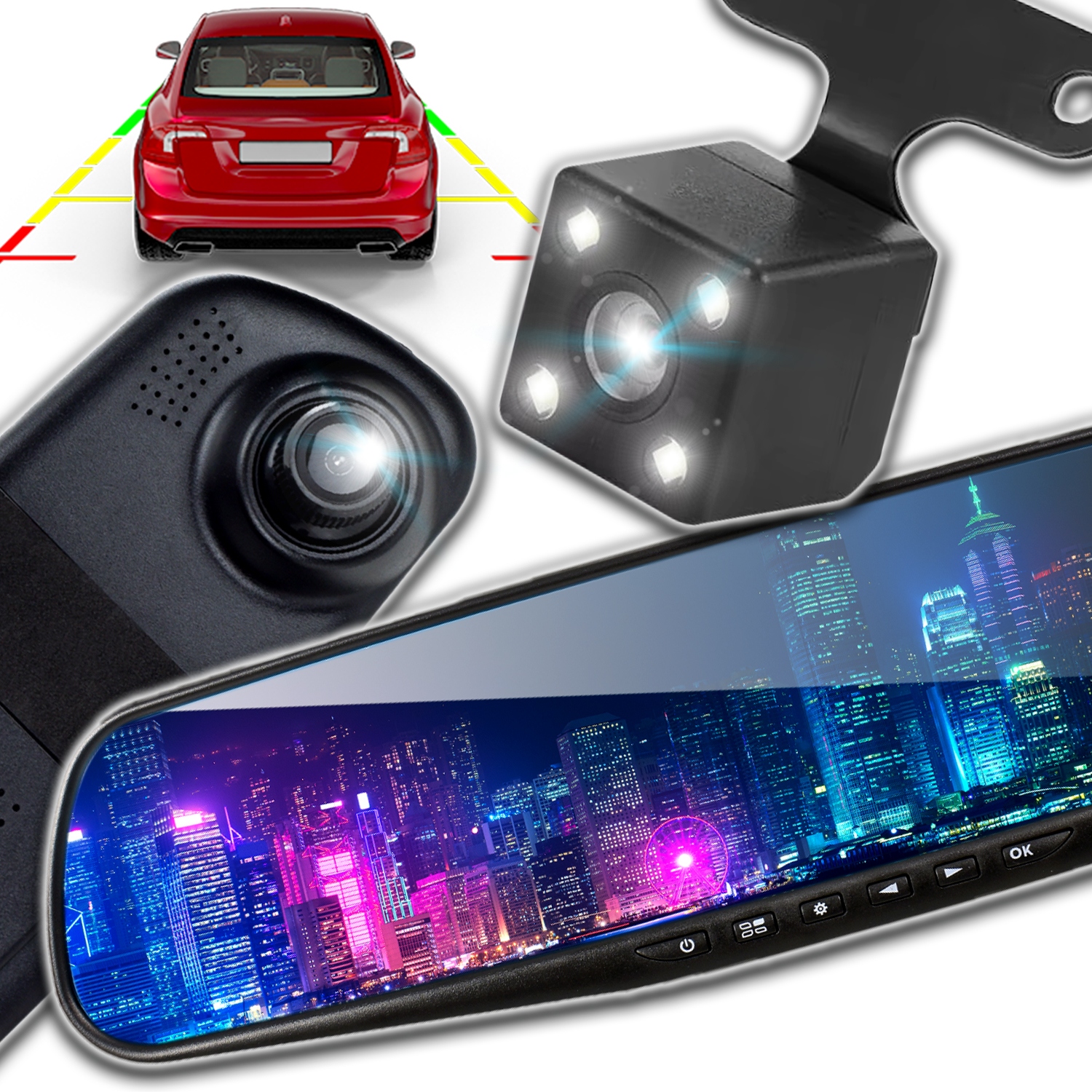 Lusterko Wsteczne Z Kamerą Rejestrator Samochodowy Kamera Cofania LCD
