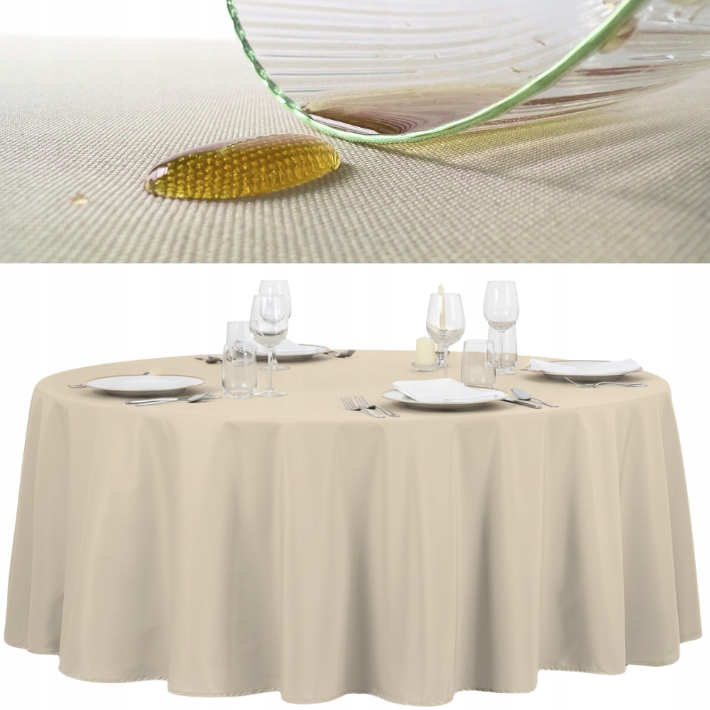 Obrus Plamoodporny Szampański Gładki Na Stół Okrągły Fi320cm poliester 180g