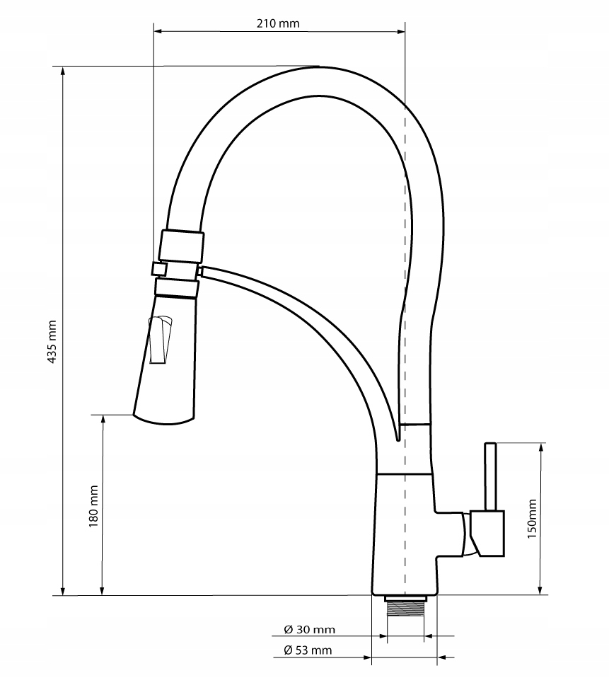 NEXO CZARNA BATERIA KUCHENNA Z WYCIĄGANĄ WYLEWKĄ Marka Granitan