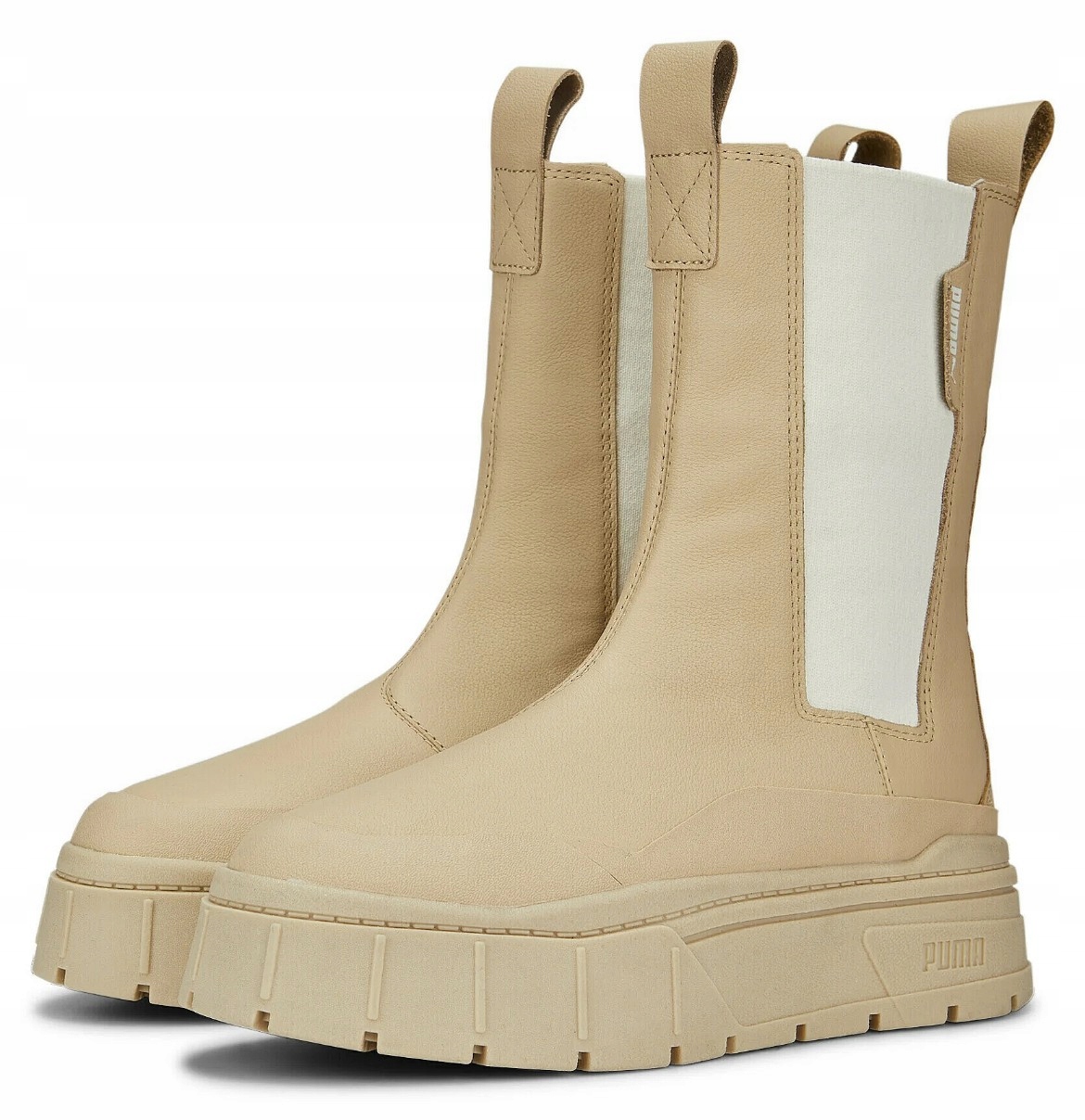 Dámské boty Puma Mayze Stack Chelsea vel.38,5 Béžové Vysoké kožené Kotníkové Boty