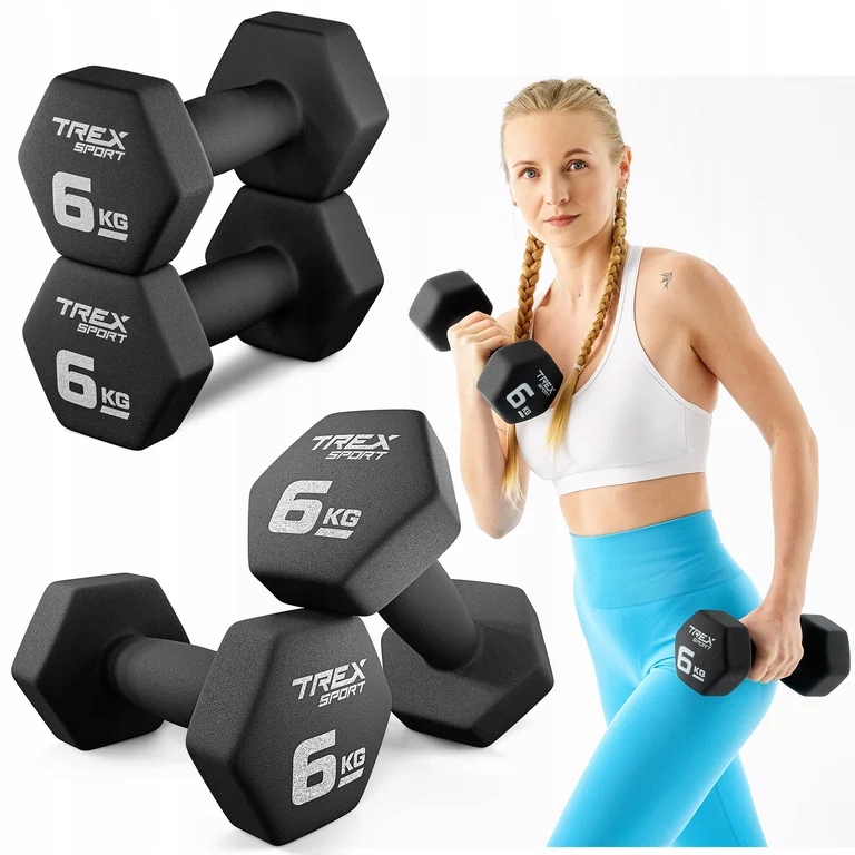 Zestaw 2x6kg hantle żeliwo hantelki ciężarki do ćwiczeń winylowe Trex Sport