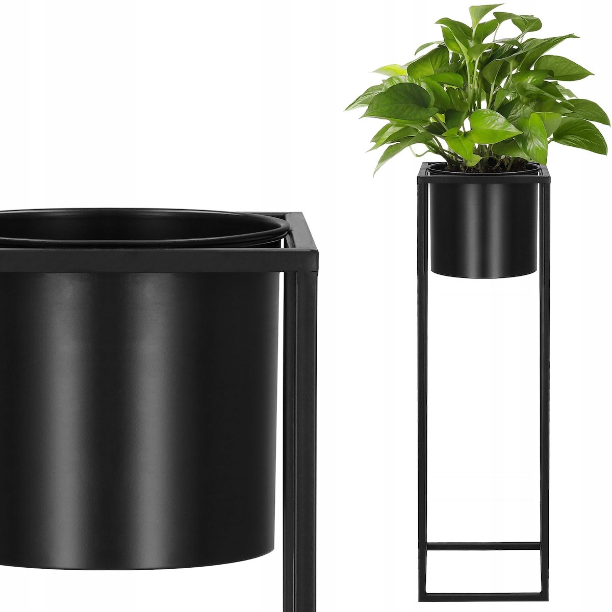 

Kwietnik Metalowy Czarny Donica Z Podstawką 76 cm