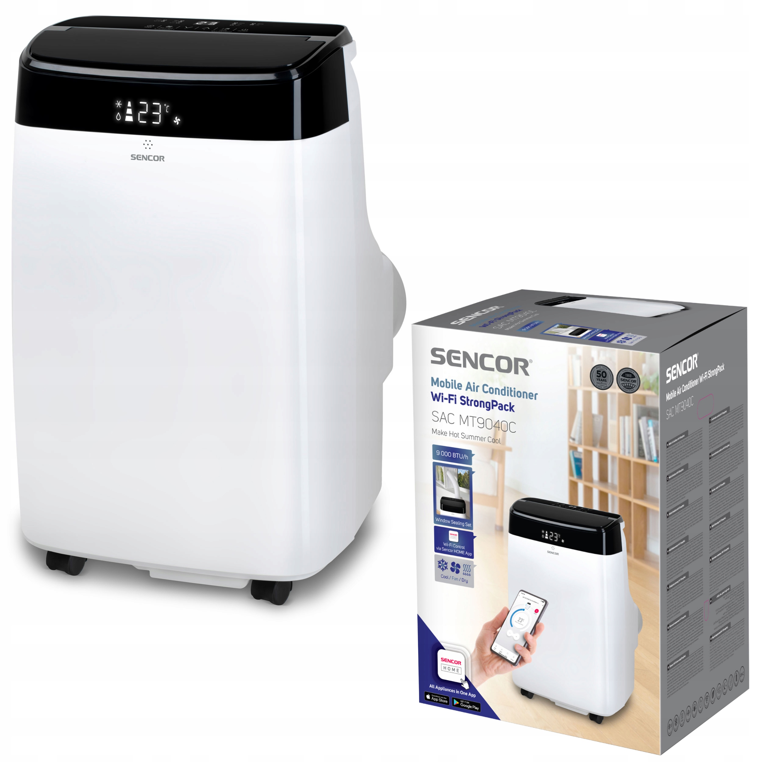 Klimatyzator Przenośny Sencor Sac MT9040C Moc 1220W 35m3 Timer Sleep Uv-c