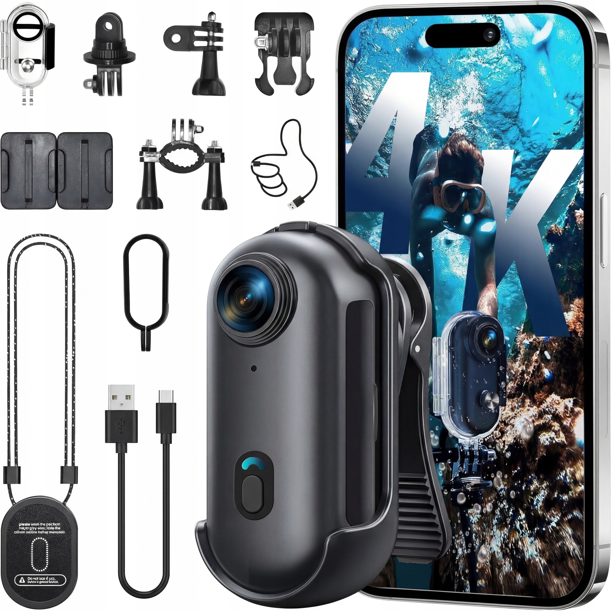 Mini Sportovní Kamera WiFi 4K Pro Voděodolná, Magnetická Příslušenství