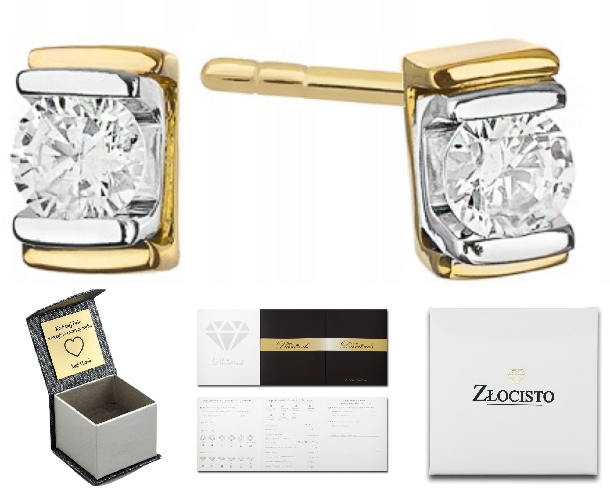 Zlaté Náušnice S Brilianty 0,20 Ct Šroubky