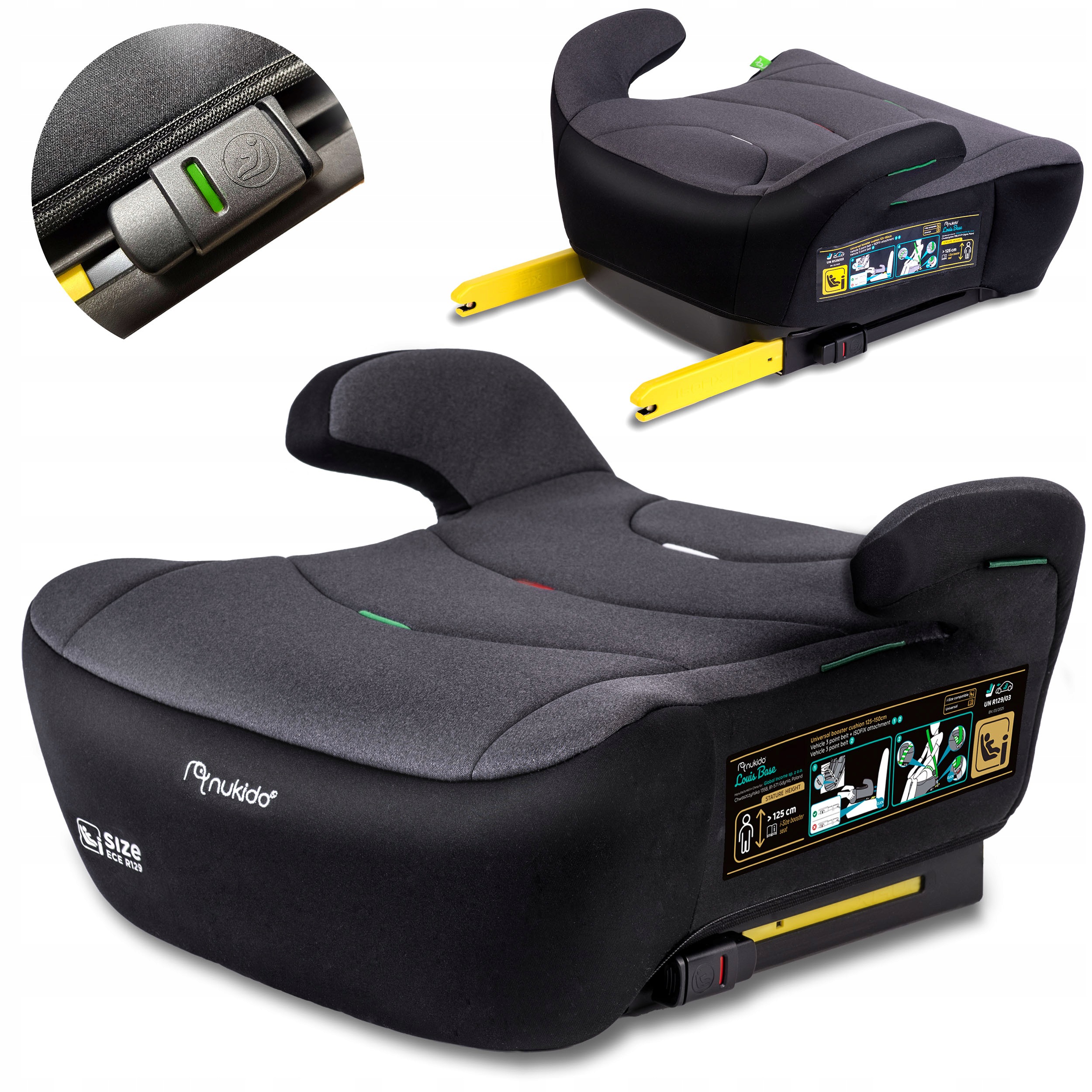 FOTELIK SAMOCHODOWY PODSTAWKA PODDUPNIK ISOFIX Louis I-SIZE 125-150CM