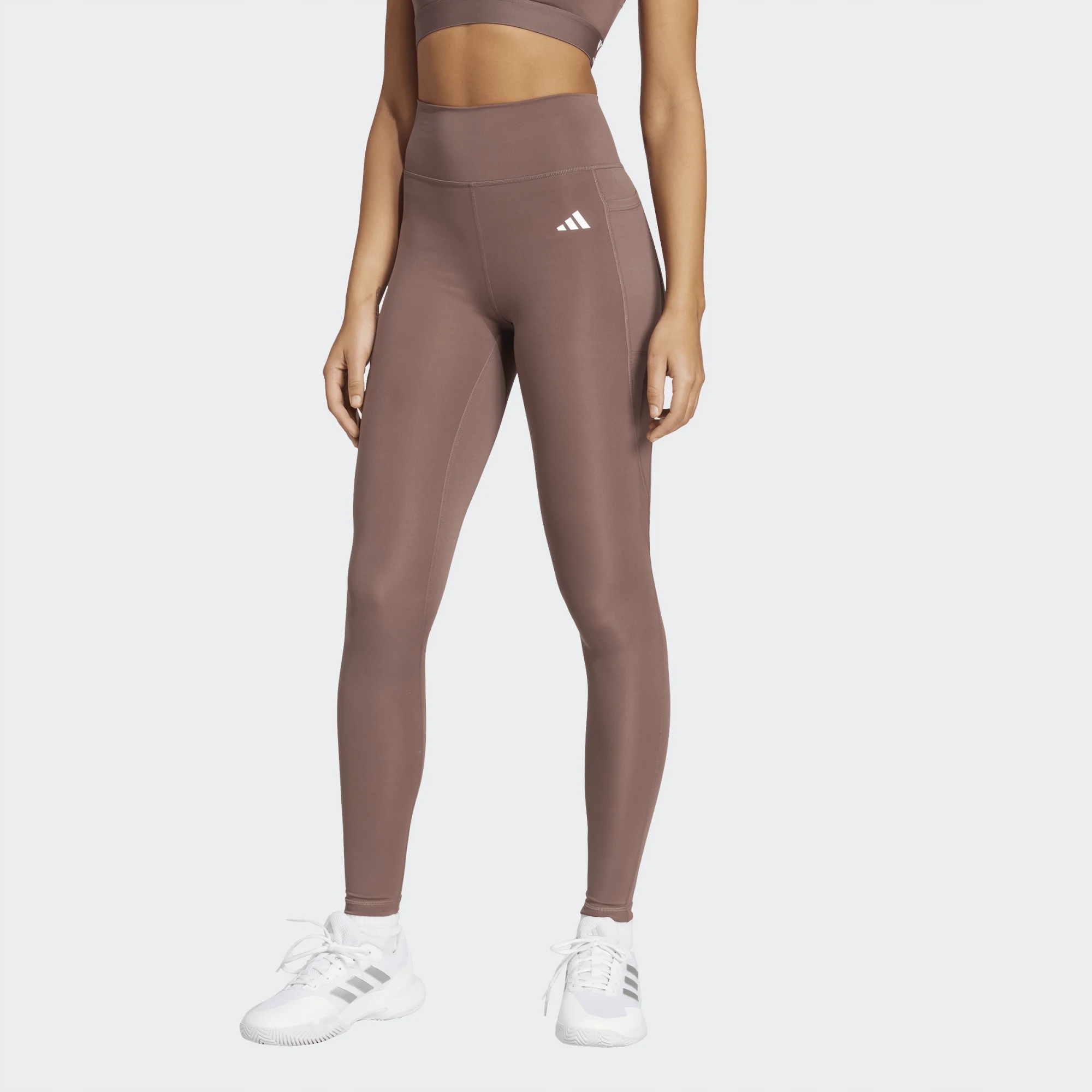 Sportovní legíny Adidas do posilovny, čokoládově hnědé, barva JW7643, vel. S