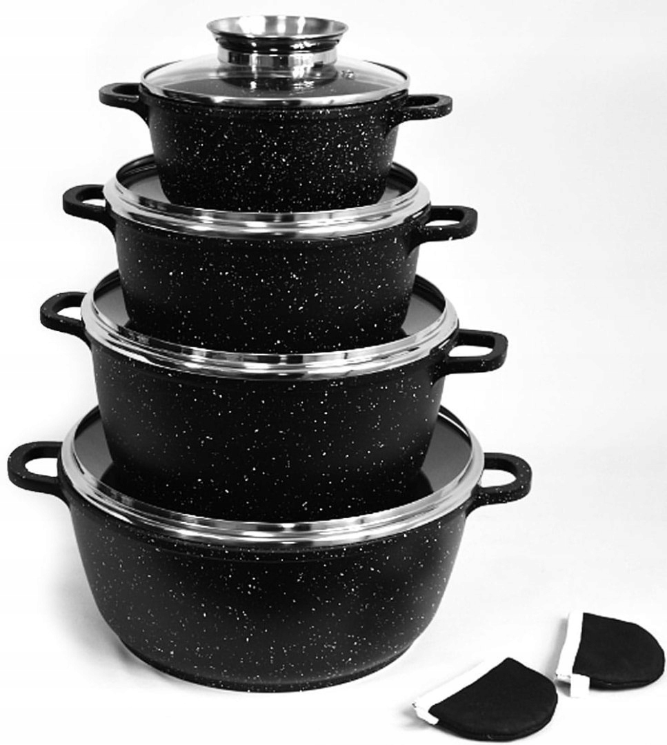 ZESTAW GARNKÓW Z POWŁOKĄ MARMUROWĄ 8 EL. BRUNBESTE Materiał aluminiowe