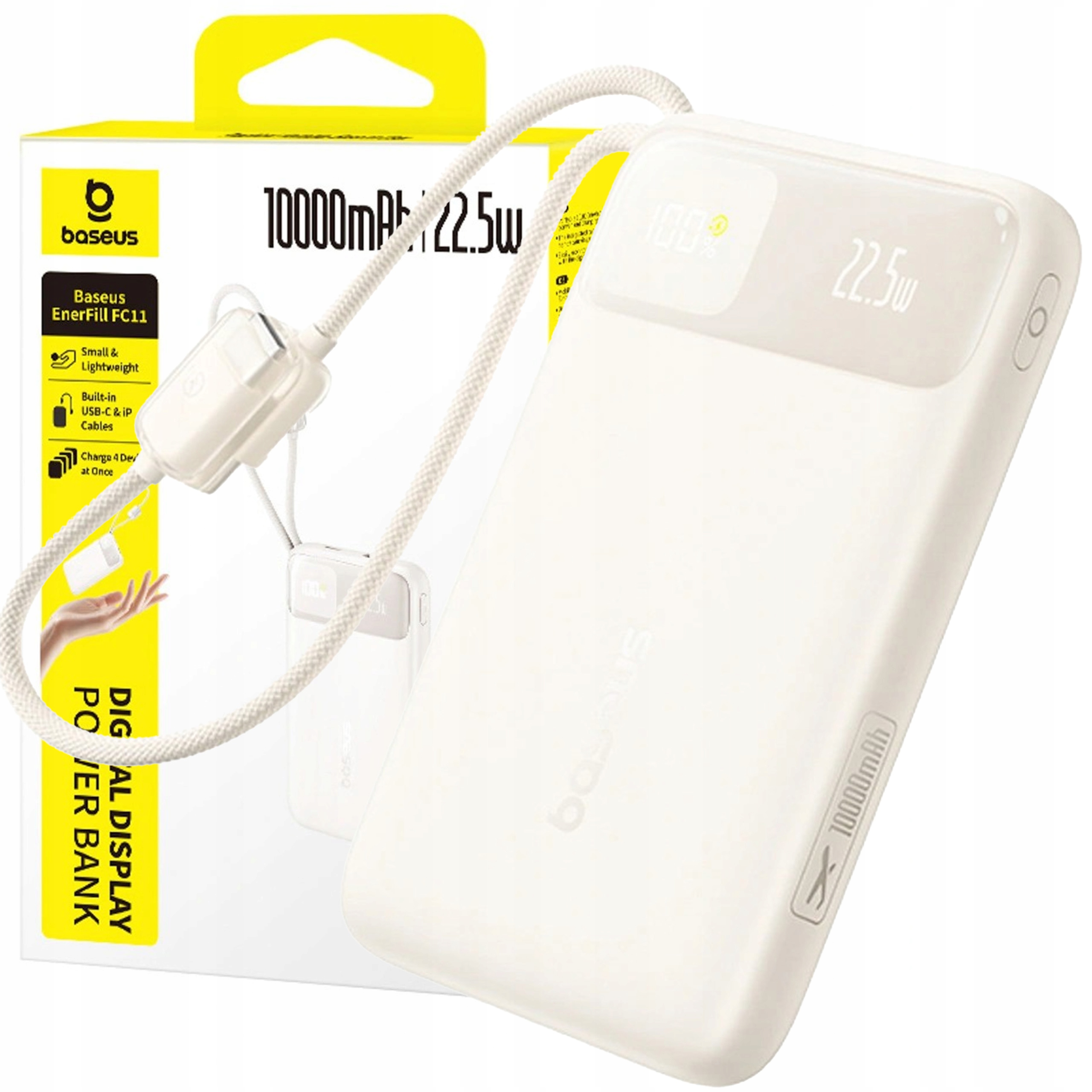 Powerbanka Baseus 10000 mAh 22.5W Kabely Usb-c Lightning Rychlé Nabíjení