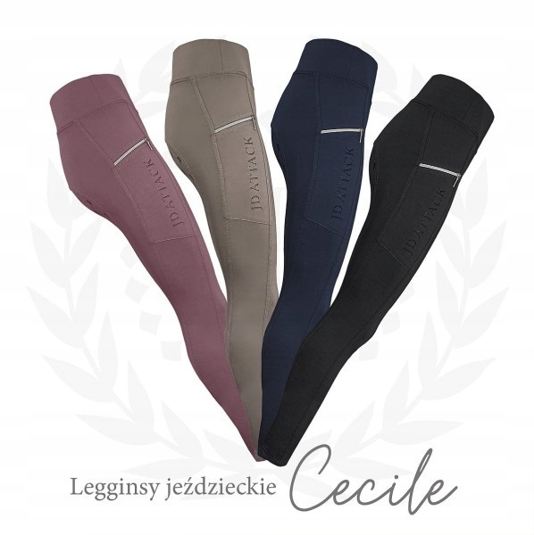 Legginsy jeździeckie z pełnym lejem Jd Attack Cecile-Bordowy XL