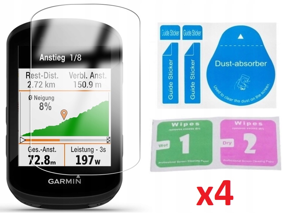 4x Szkło Hartowane 9H do Garmin Gps Edge 540 840