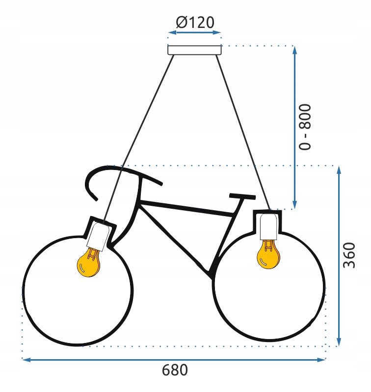 LAMPA WISZĄCA DO POKOJU DZIECIĘCEGO ROWER CZARNA APP216 Zasilanie sieciowe