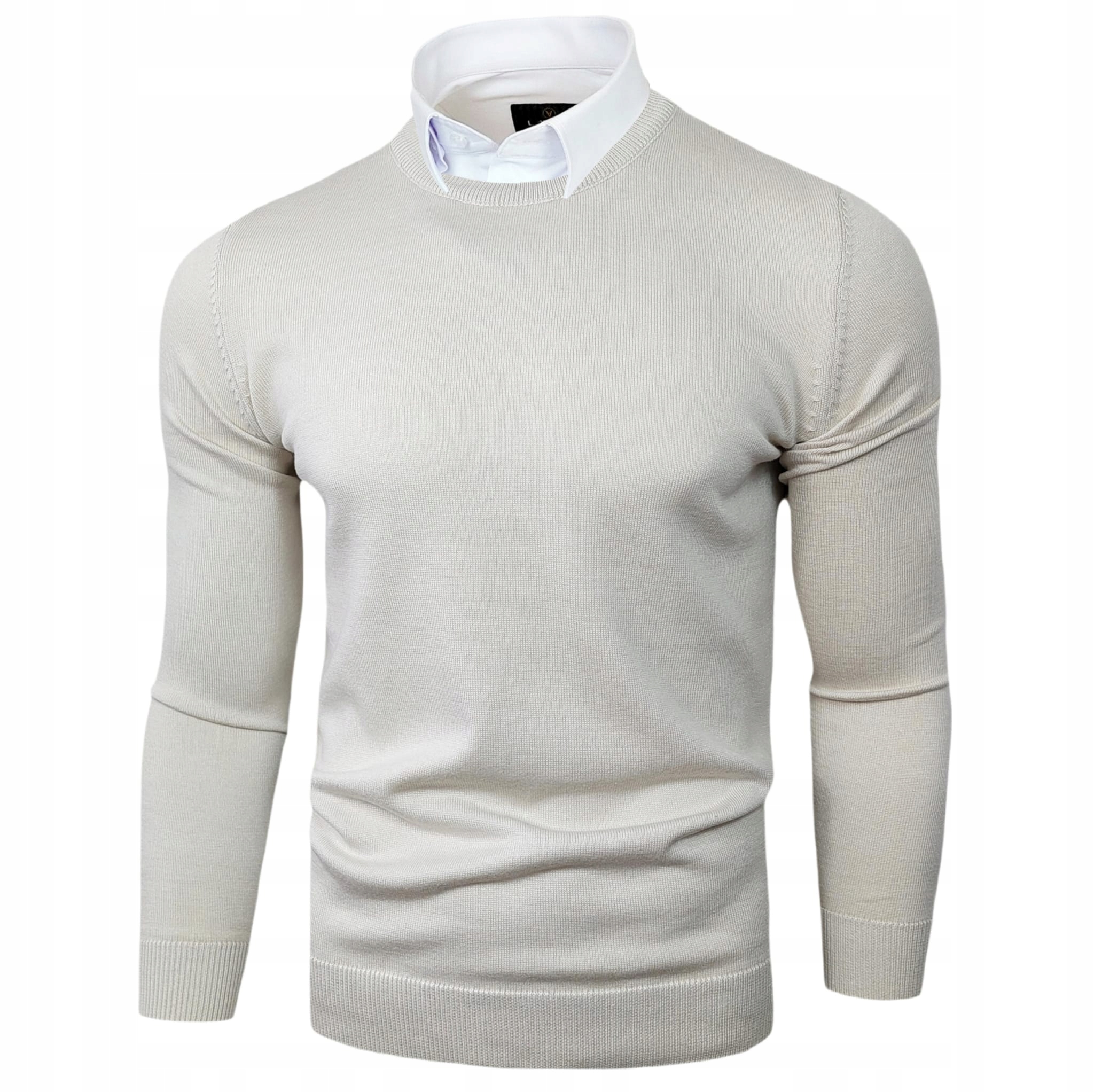 Pánský bavlněný svetr Klasický Pohodlný Světle béžový vel. L