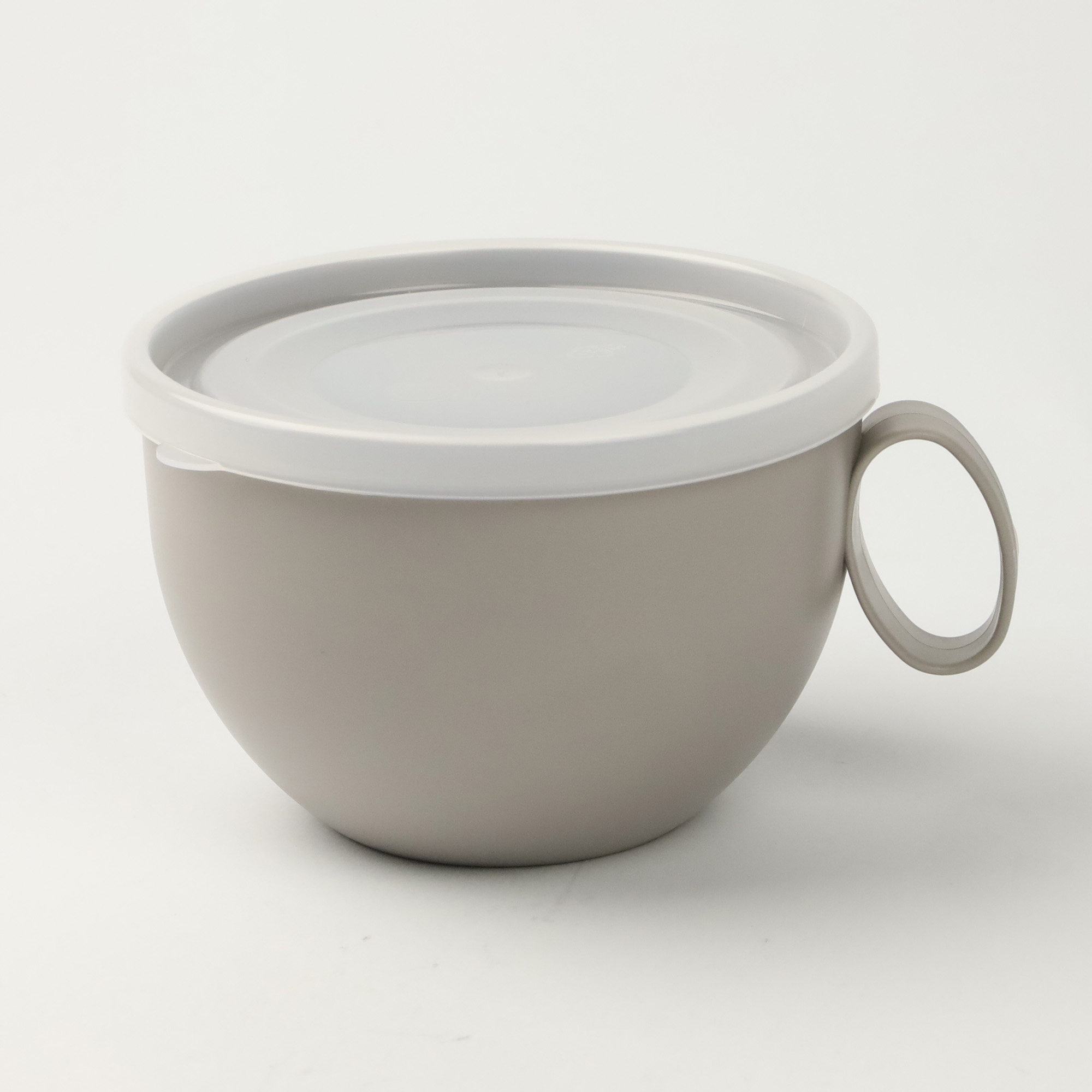 KUBEK NA JOGURT MUSLI OWSIANKĘ 500 ML POJEMNIK PLASTIKOWY Z POKRYWKĄ BEŻOWY