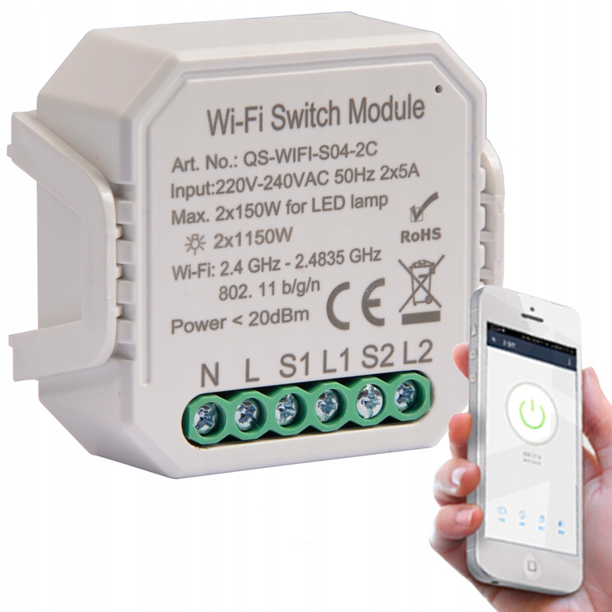 

Podwójny włącznik światła Wifi dopszukowy Tuya