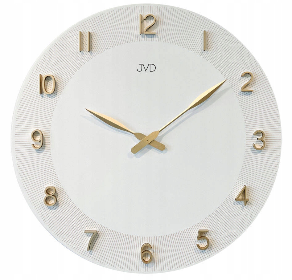 Elegantné Drevené Biele Nástenné Hodiny Jvd HC501.1 50 cm Zlaté Ručičky