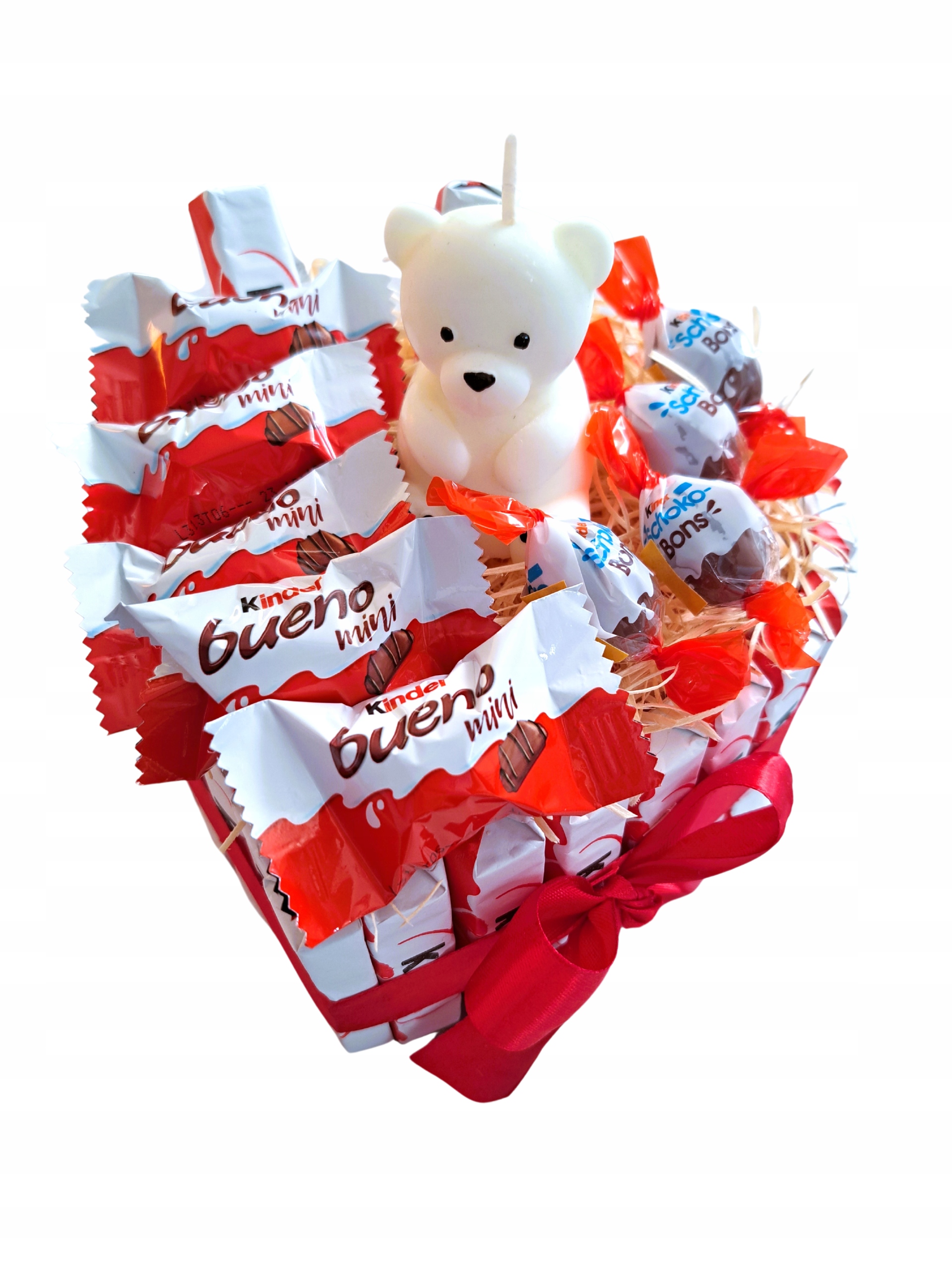 Levně Dort kinder srdce narozeniny Valentýna raffaello sójová svíčka box