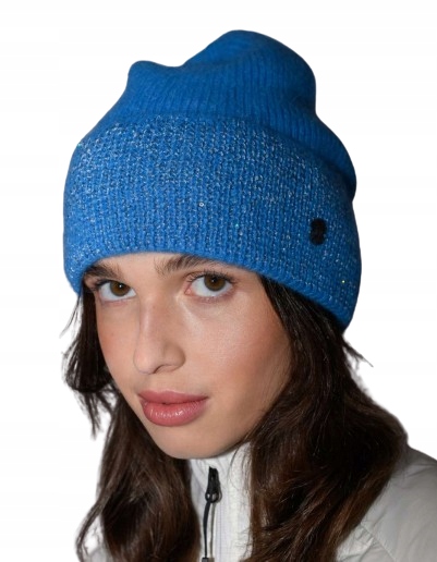 Modrá lehká vlněná čepice čepice s ohybem polská čepice Angora Loman Pergami