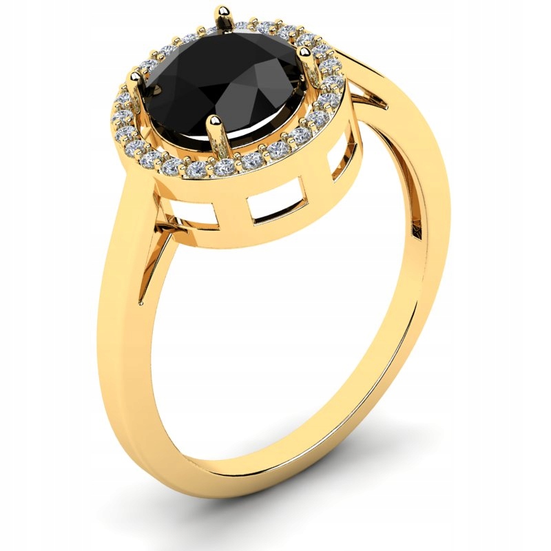 

Pierścionek Złoty Halo Z Czarną Cyrkonią 14KR
