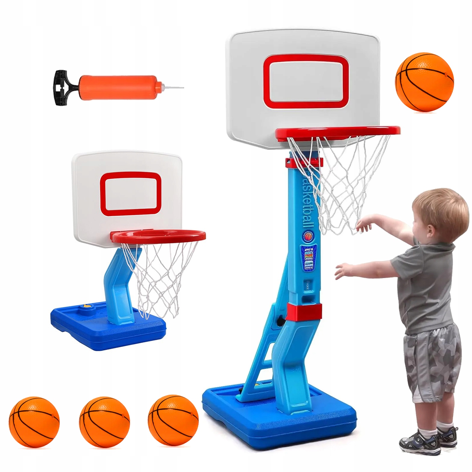 STOJAK DO KOSZYKÓWKI Z REGULACJĄ WYSOKOŚCI DLA DZIECI DO SALONU SYPIALNI