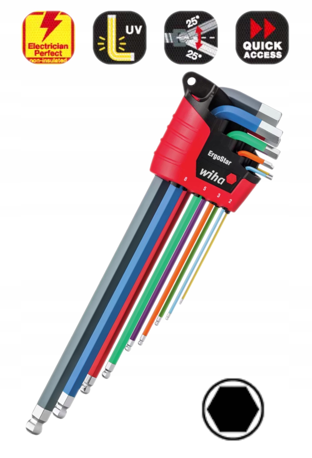 Wiha Zestaw 9 Kluczy Sześciokątnych Z Główką Kulistą Ergostar 41483