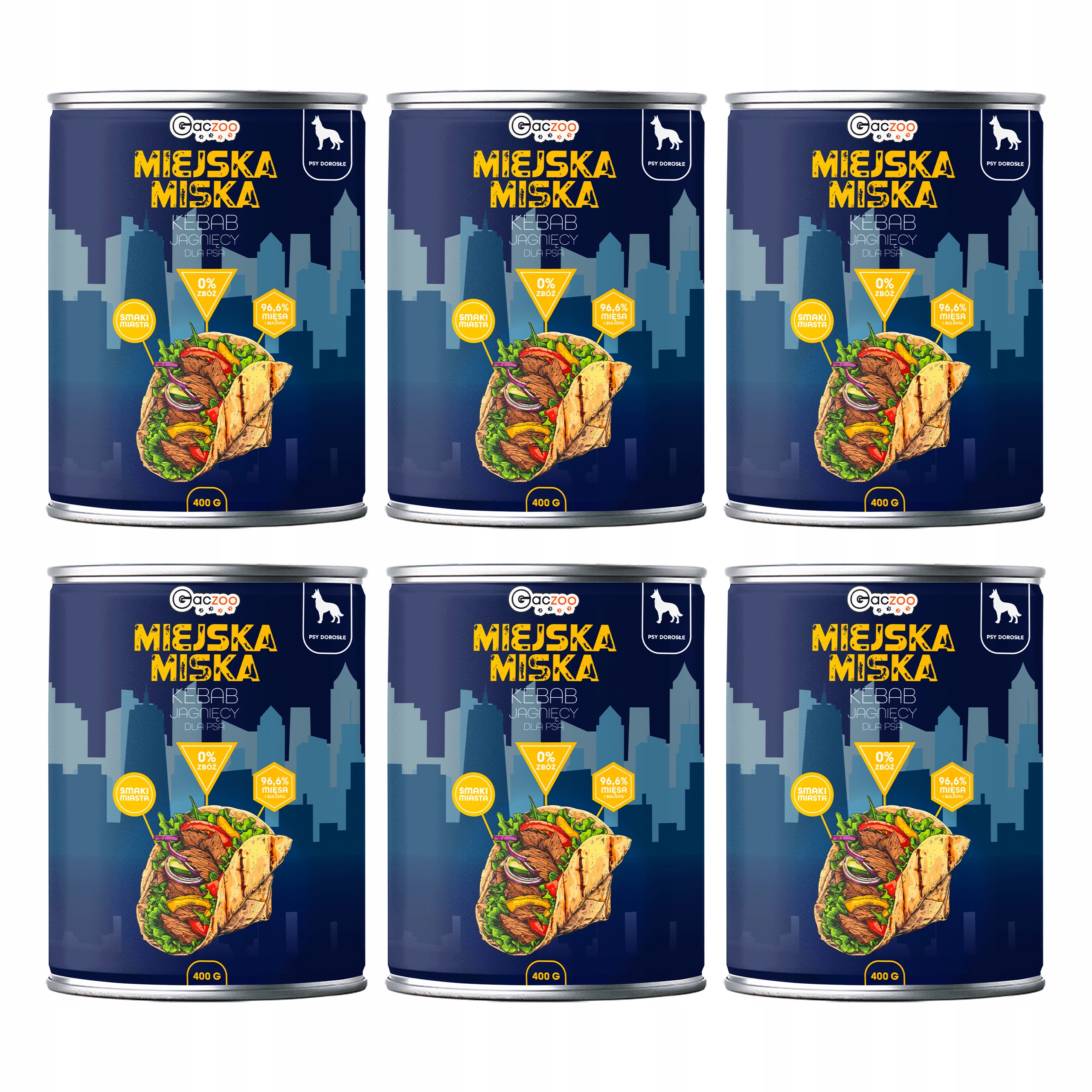 Levně Gaczoo Městská miska bezobilná krmivo pro psy Jehněčí kebab 6 x 400 g