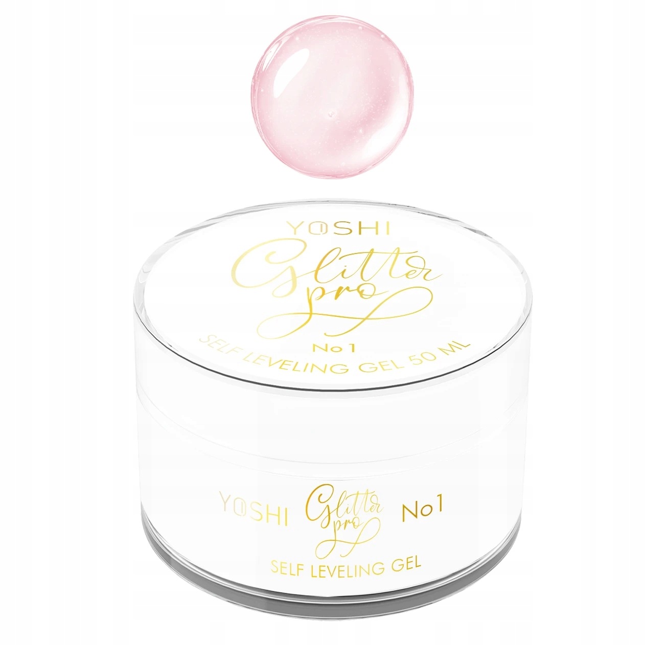 Yoshi Stavební Gel Glitter Pro No1 50 ml Mléčně růžový se třpytkami