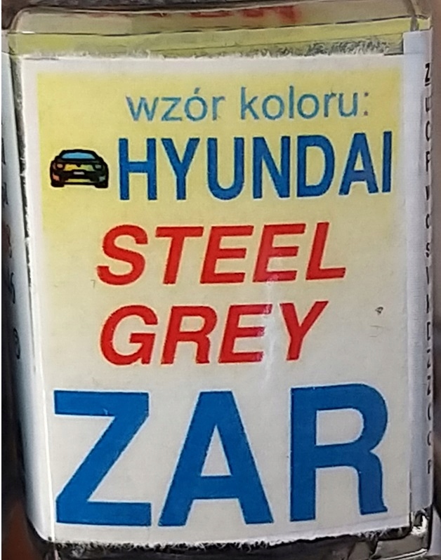 HYUNDAI ZAR STEEL GREY LAKIER ZAPRAWKA DO RYS ARA 10 ML