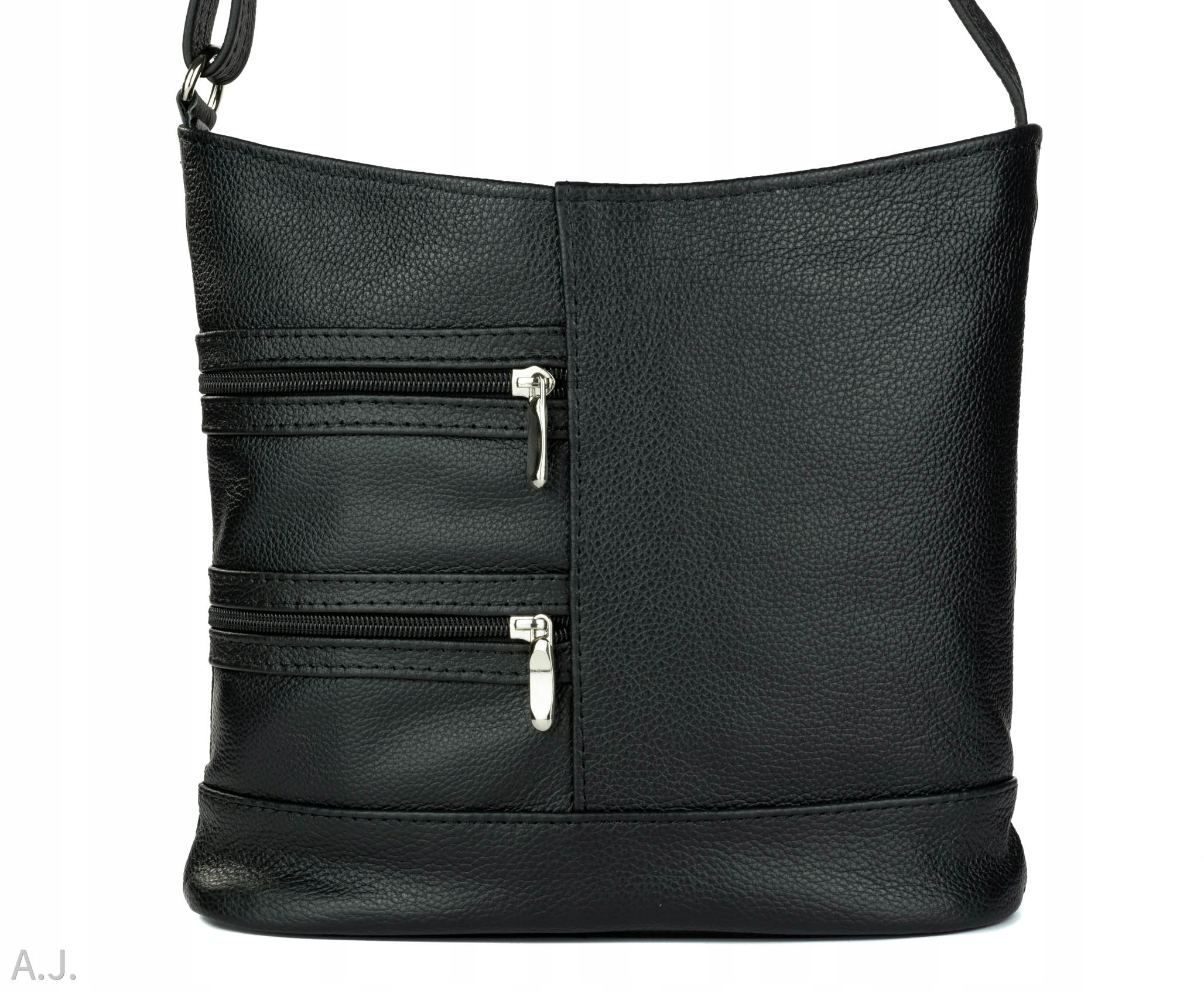 Dámská kabelka z přírodní kůže kabelka přes rameno kožená crossbody černá