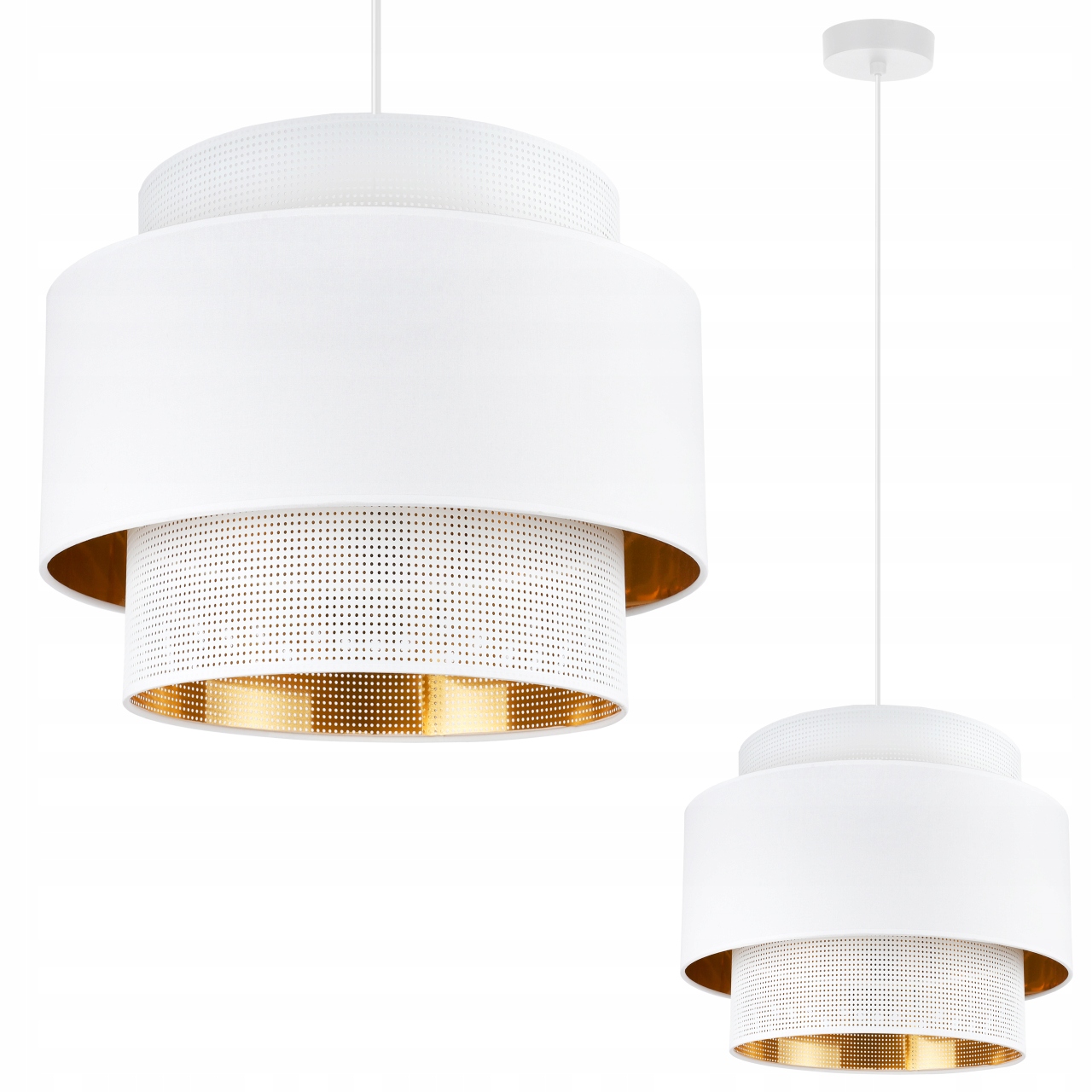 Závesná Stropná Lampa S Veľkým Tienidlom Zo Sieťoviny, Biela, Zlatá, E27