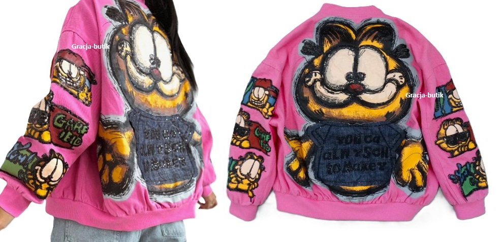 kurtka Garfield bomberka overrsize katana Różowa