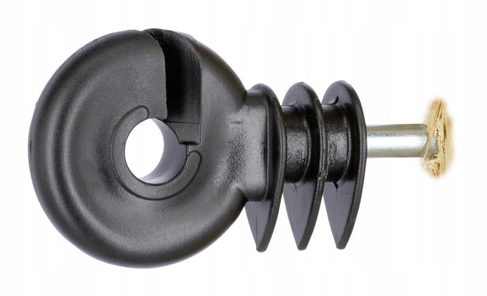 IZOLATOR DO DRUTU I PLECIONKI Z WKRĘTEM DO DREWNA Kolor czarny