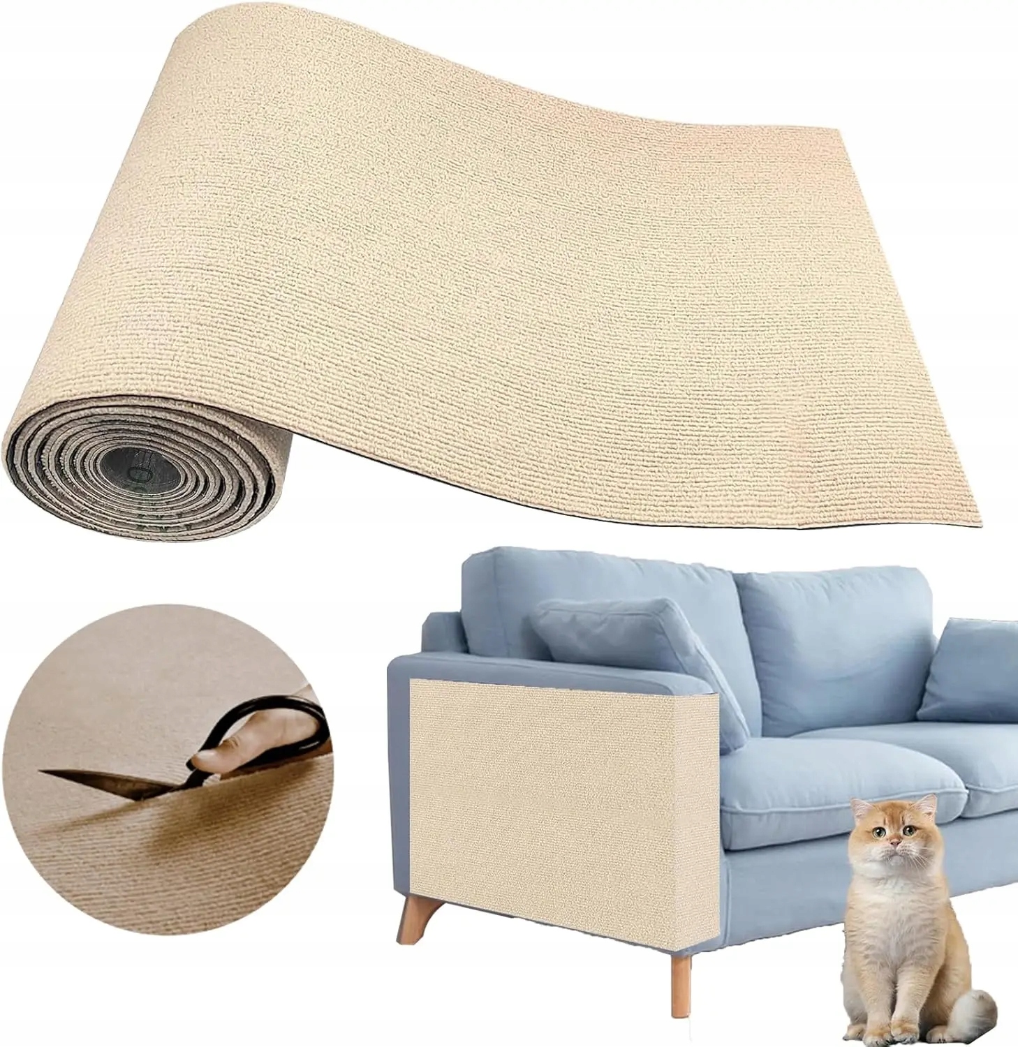 Samolepicí škrabací podložka na gauč pro kočky 100x40 béžová škrabadlo