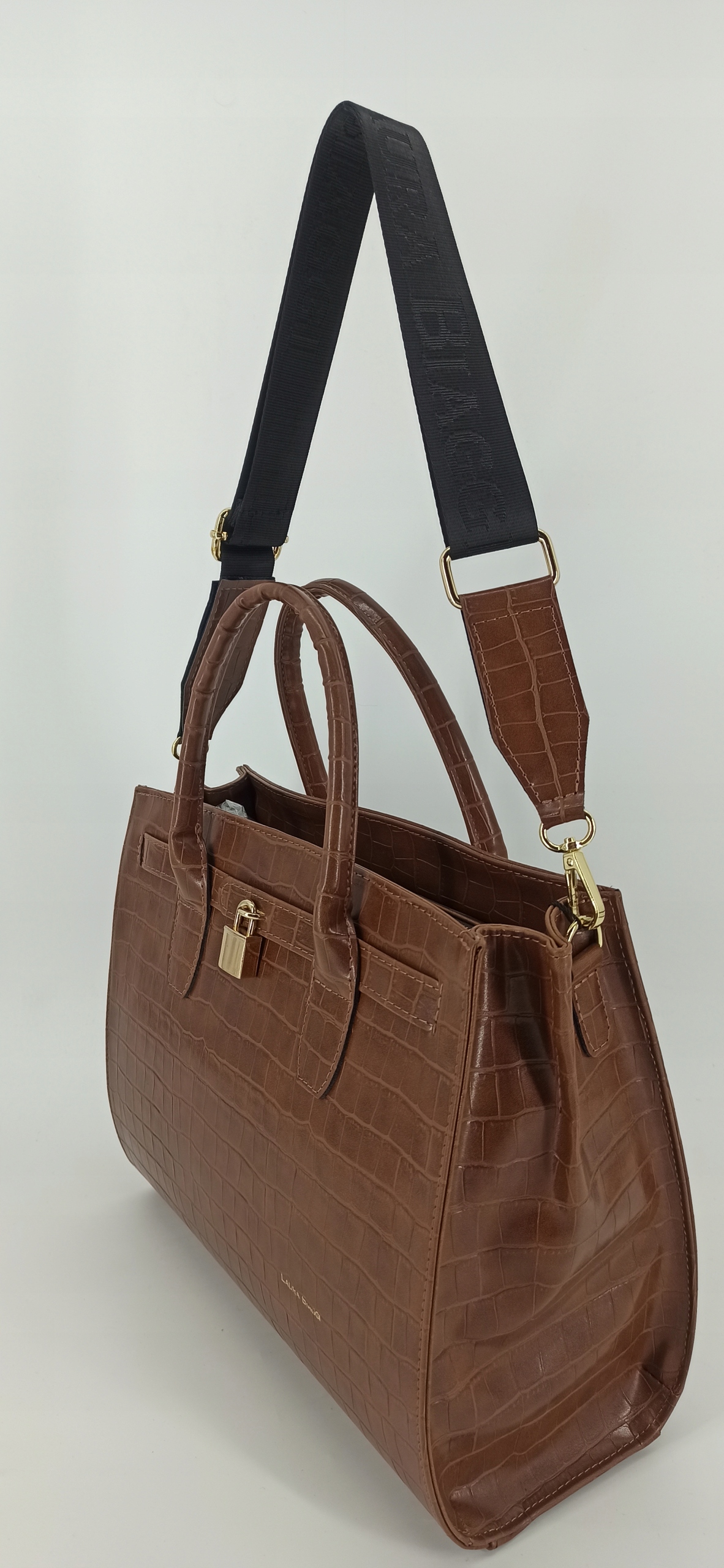 Torebka Laura Biaggi shopper brązowa Wielkość duża (mieszcząca A4)