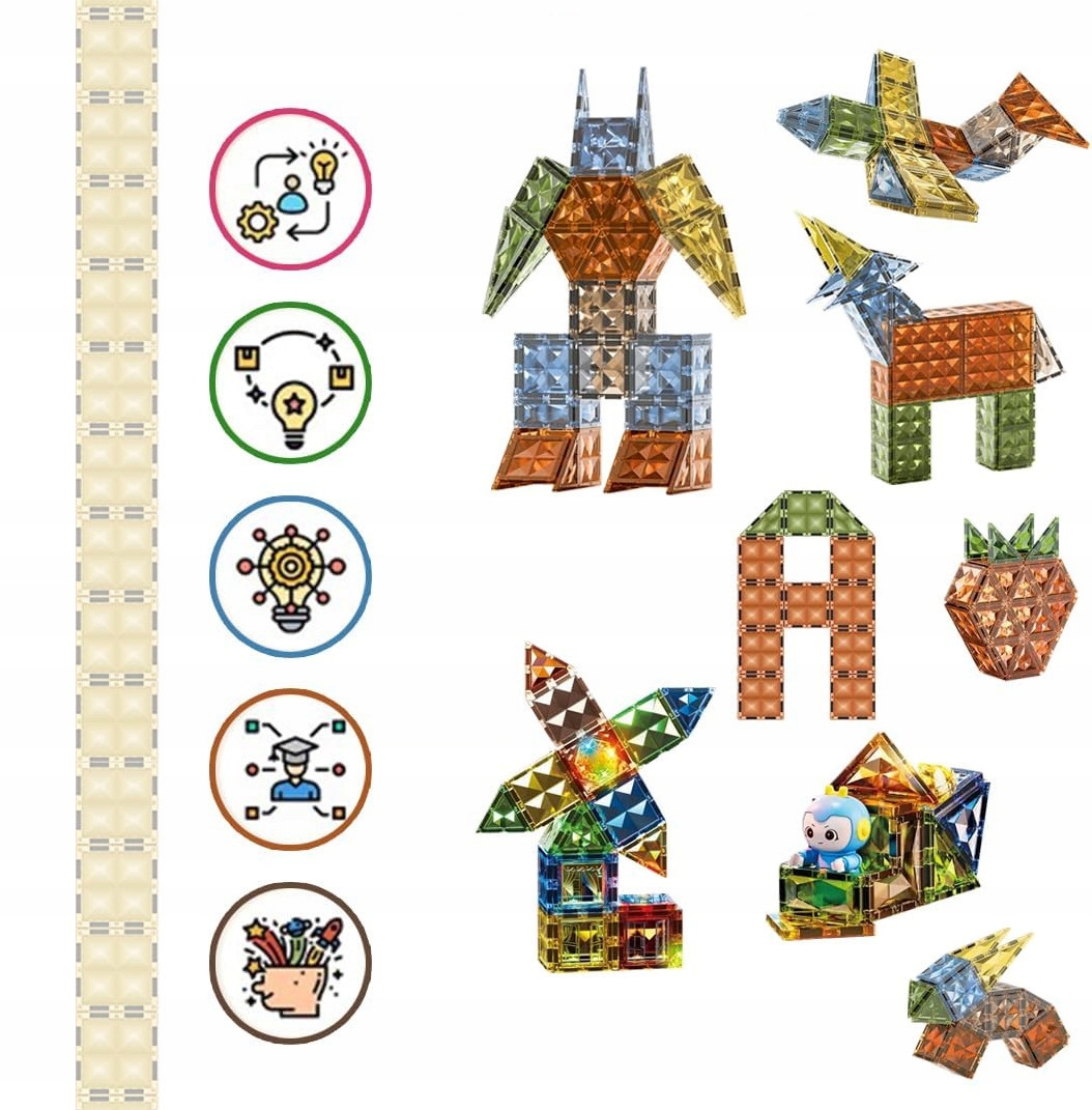 MÁGNESES ÉPÍTŐKOCKÁK GYEREKEKNEK MAGNETIC BLOCKS SZETT 90 DB-OS Termékbiztonságra és -megfelelőségre vonatkozó információk 3 éves kor alatti gyermekek számára nem alkalmas