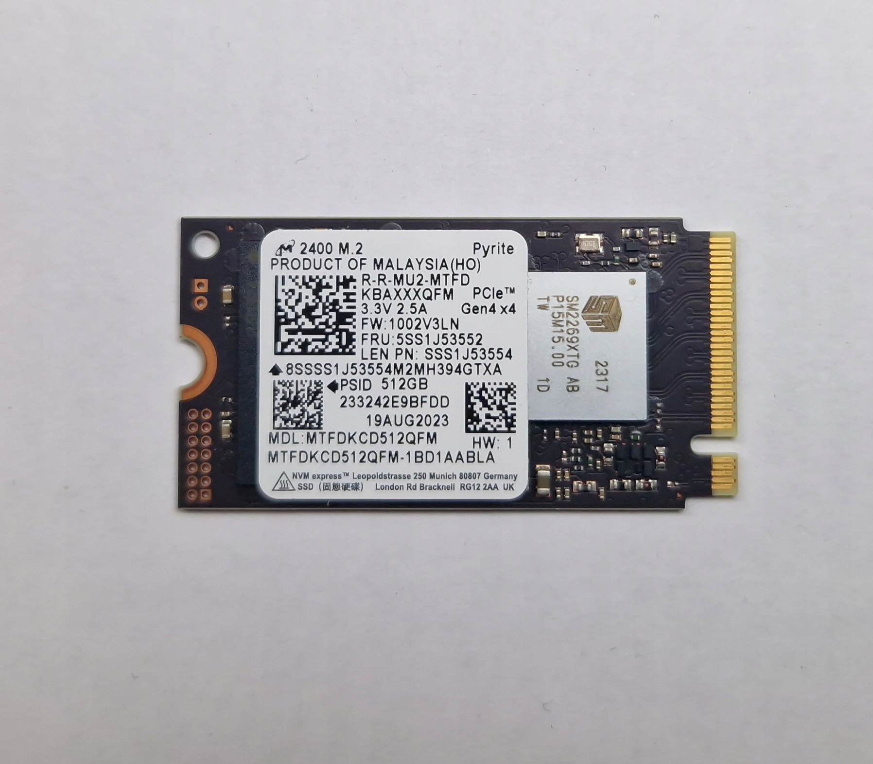 Nový disk Micron 2400 512 Gb M.2 2242 Nvme PCIe Gen4 x4