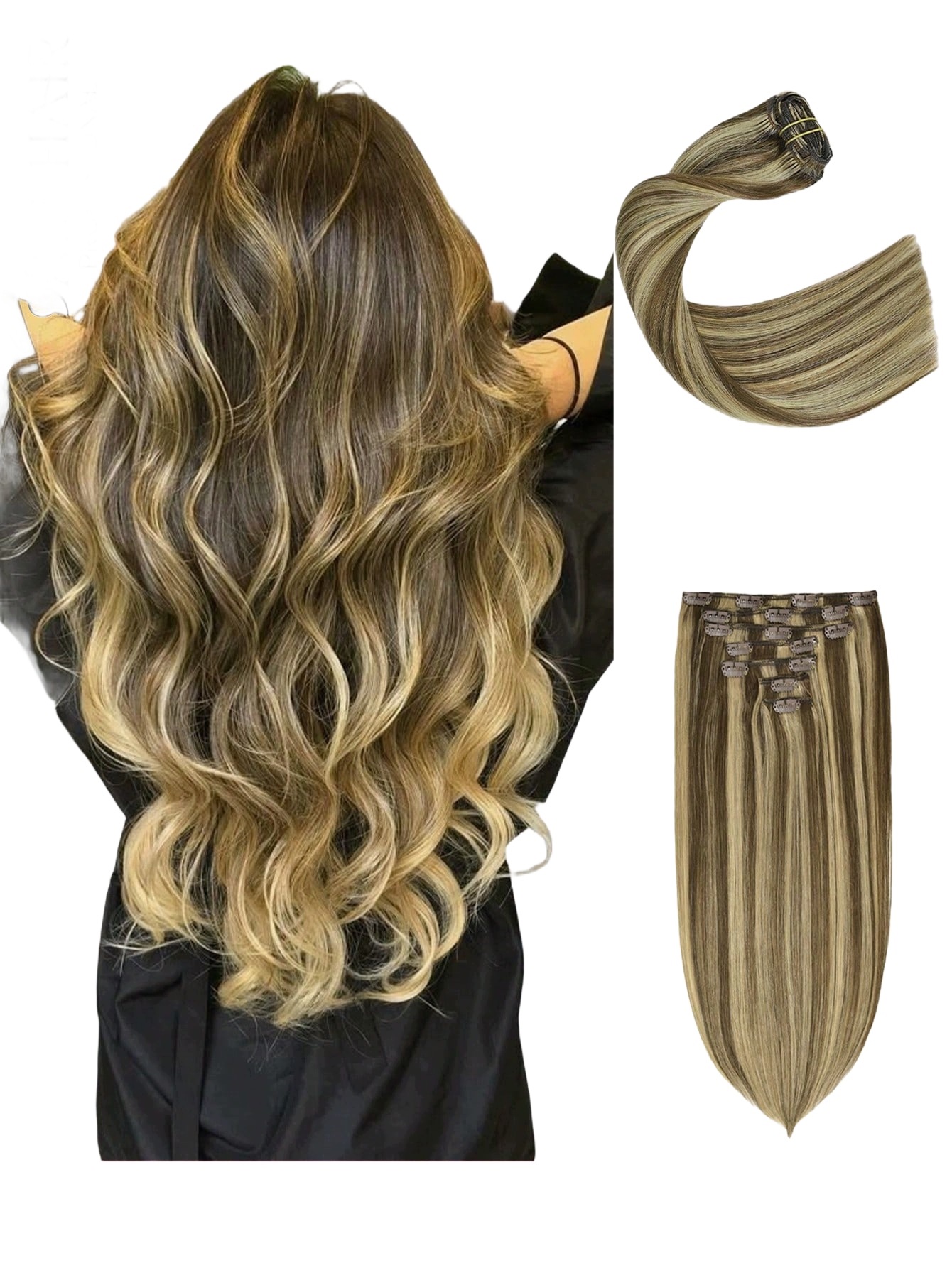 Shein Příčesek Polodlouhé Vlasy Hnědá Piano Color Na Sponky 1LA