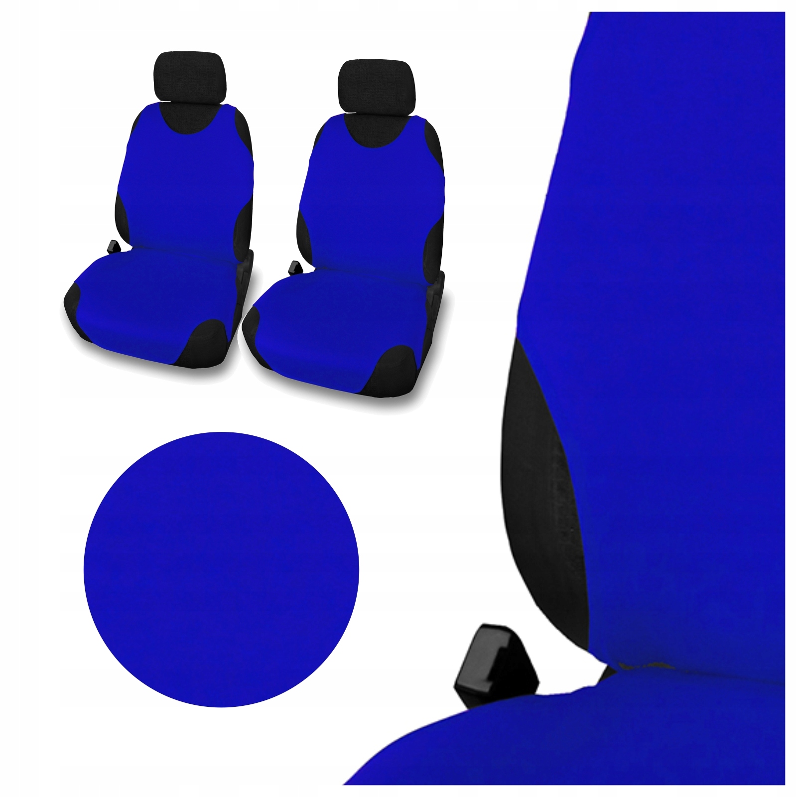 2 koszulki samochodowe na siedzenia fotele przednie 1+1 niebieskie bawełna