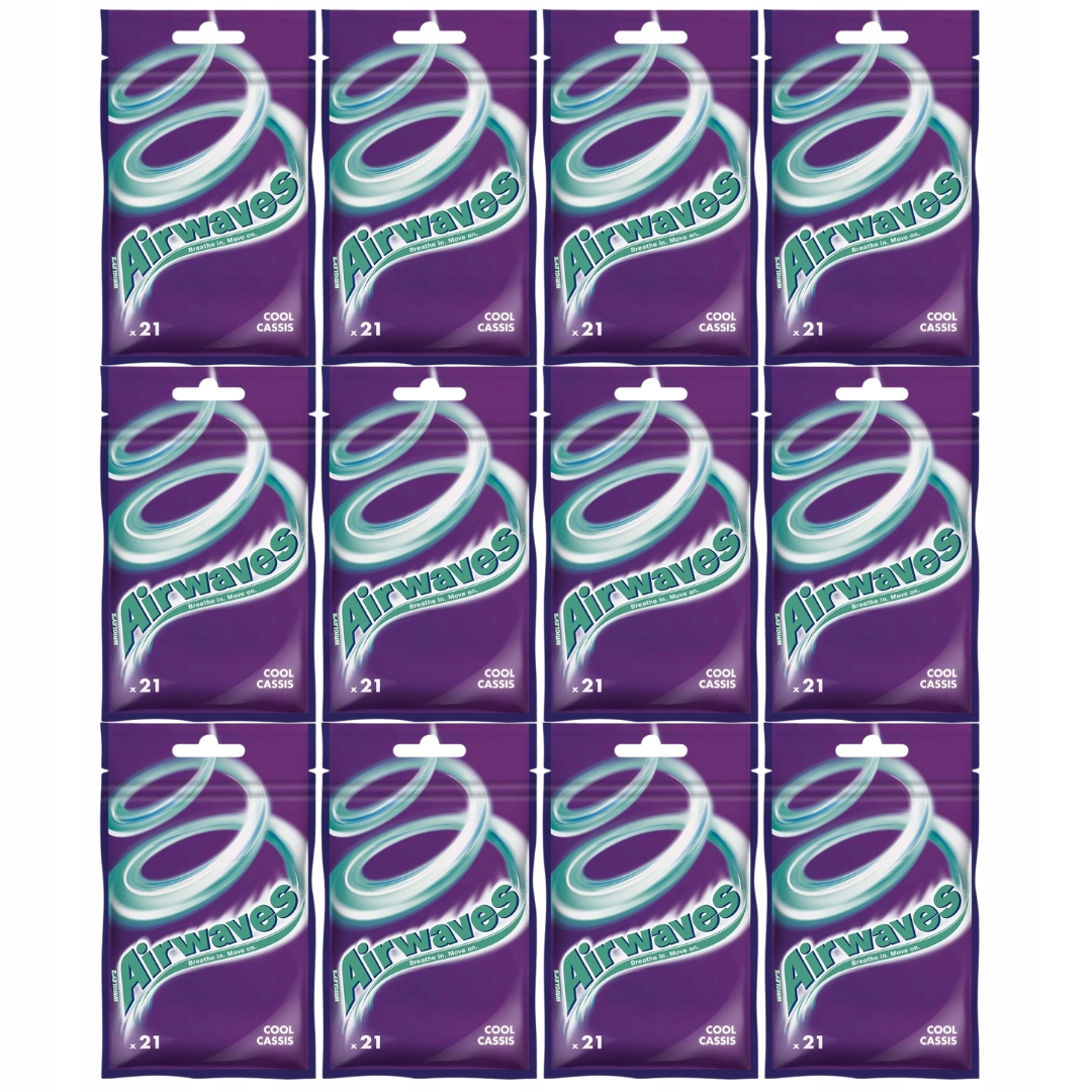 Levně Airwaves Cool Cassis Žvýkačka bez cukru 29 g (21 dražé) x 12 kusů