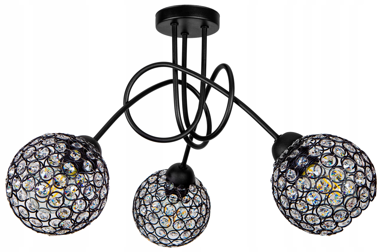 Závěsná křišťálová lampa Black/černá 3XE27 glamour křišťály