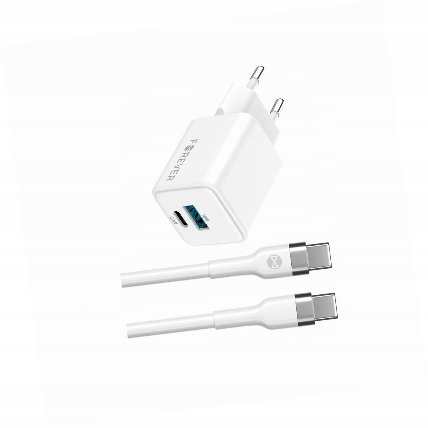 Szybka ładowarka GaN 20W 2 wejścia Usb i Usb-c z kablem do Samsung A52 4G