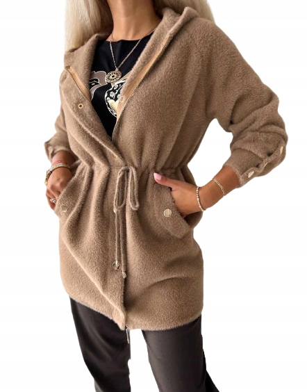 ALPAKA CIEPŁY PŁASZCZ NARZUTKA kurtka Z KAPTUREM Kod producenta 01