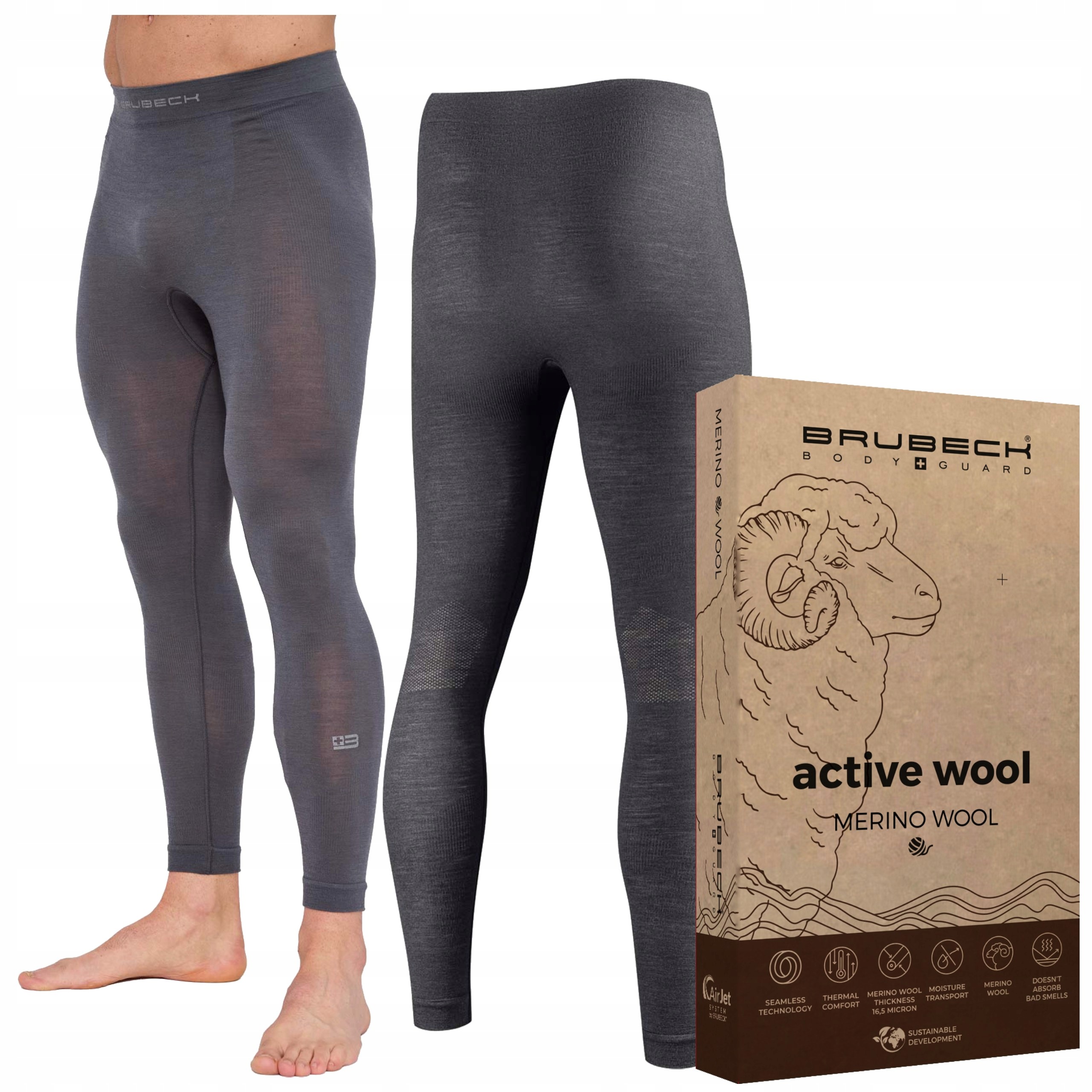 Brubeck Spodnie Active Merino Męskie Grafit XXL