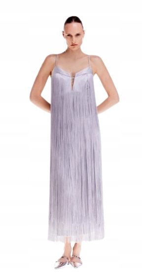 Karen Millen Stříbrné Šaty S Třásněmi Pro Vysoké 40 B1F